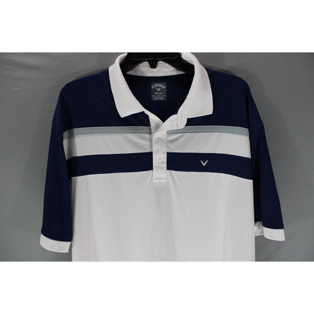 Callaway Men's Opti-Dri Golf‎ Performance Stretch Polo Shirt Size XL Blue White